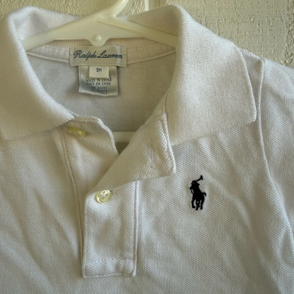 Ralph Lauren Baby White Polo Shirt Size 9M 100% Cotton